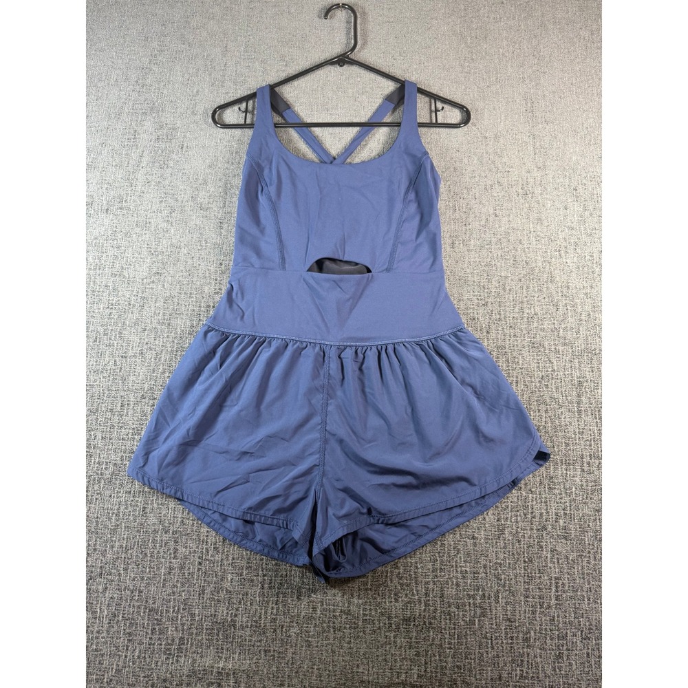 Free People Movement Righteous Runsie Blue Athletic Romper Cutout Small